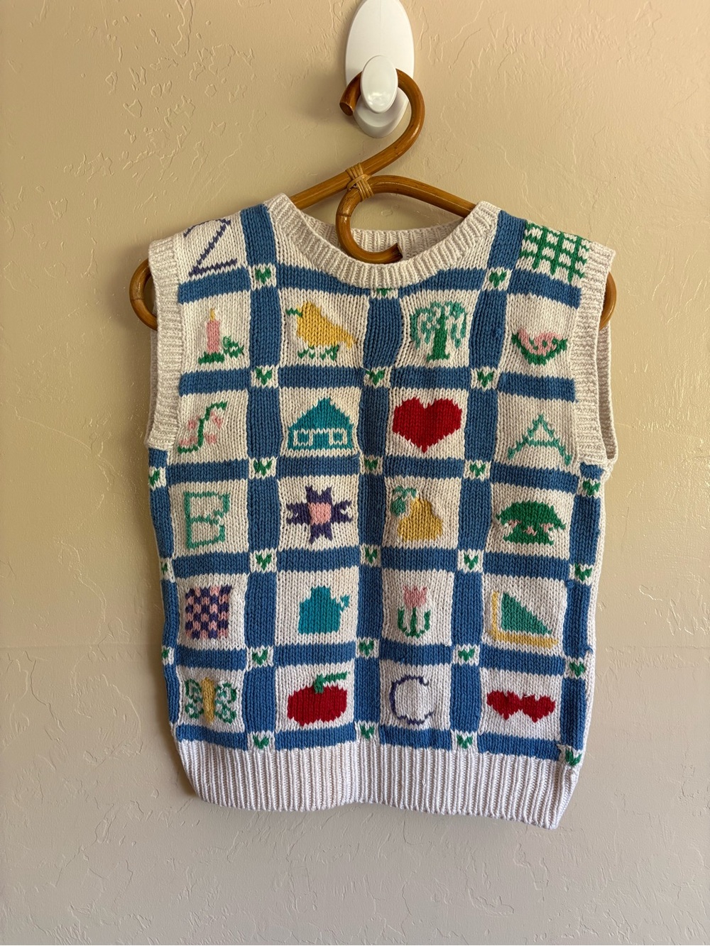 Vintage 90s Deans Of Scotland White Checkered Teacher Sweater Vest Size Small